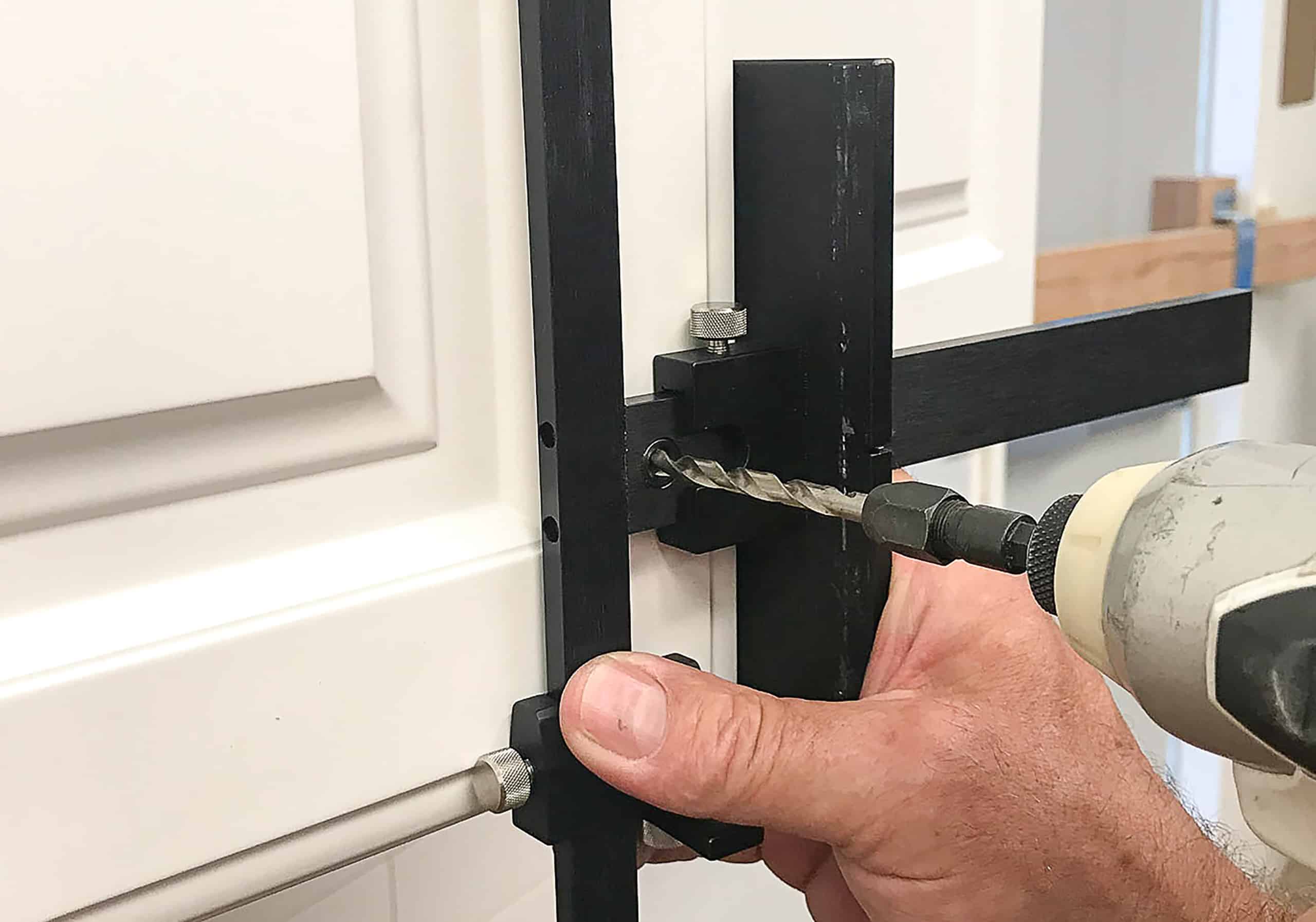 Reversed TP 1934 drilling on white kitchen cabinet door