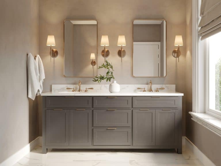An unfinished and unfitted vanity.